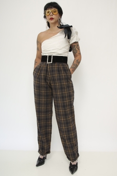 Calça lã vintage xadrez - loja online