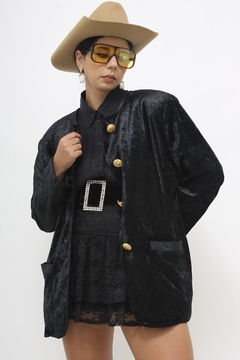Blazer veludo preto vintage classico - Capichó Brechó