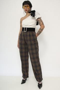 Calça lã vintage xadrez - Capichó Brechó