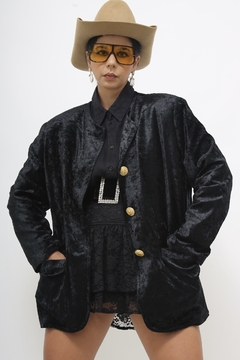 Blazer veludo preto vintage classico