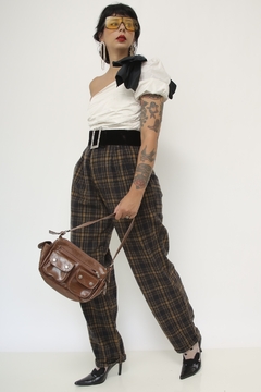 Calça lã vintage xadrez na internet