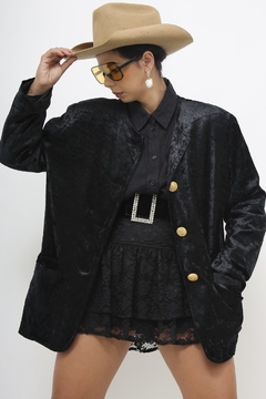 Blazer veludo preto vintage classico - comprar online