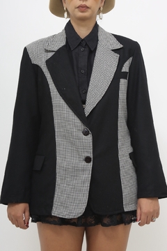 Blazer preto com xarez ombreira - comprar online