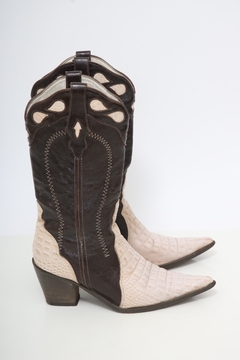 Imagem do Bota western 100% couro rosa e marrom 37
