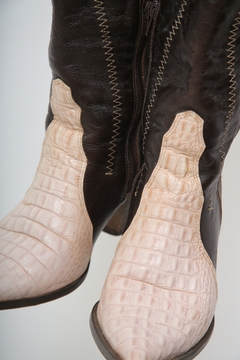 Bota western 100% couro rosa e marrom 37