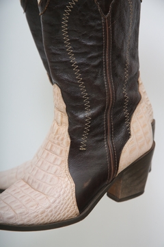 Bota western 100% couro rosa e marrom 37 na internet