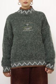 Pulover verde tricot vintage na internet