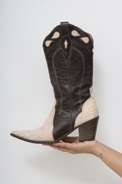 Imagem do Bota western 100% couro rosa e marrom 37