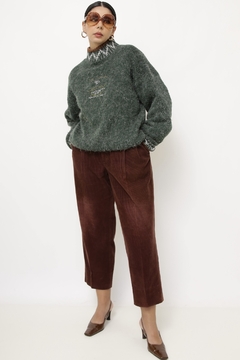 Pulover verde tricot vintage na internet