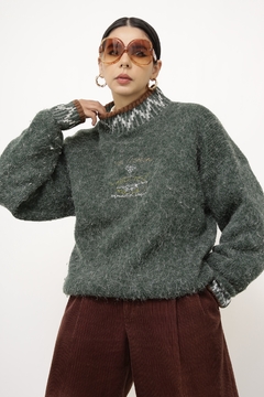 Pulover verde tricot vintage