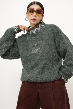 Pulover verde tricot vintage - loja online
