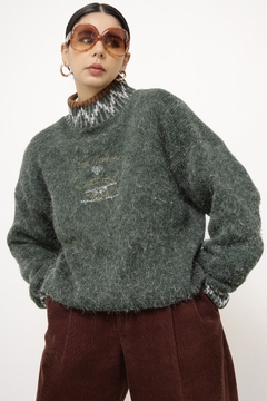 Pulover verde tricot vintage - Capichó Brechó