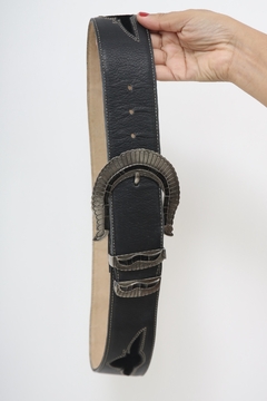 Cinto western 100% couro recortes cowboy
