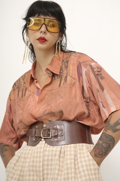 Camisa laranja vintage arvores - comprar online
