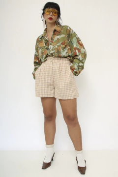 Camisa verde estampada manga longa - comprar online