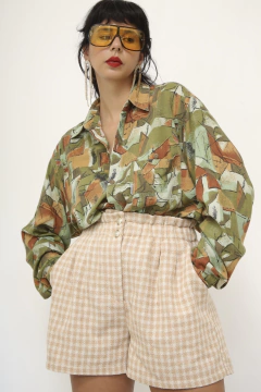 Camisa verde estampada manga longa - Capichó Brechó