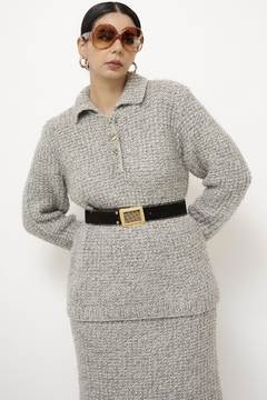 Conjunto cinza BLUSA + SAIA vintage