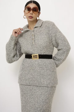 Conjunto cinza BLUSA + SAIA vintage - loja online