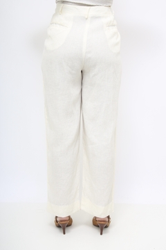 Calca linho pregas chic vintage