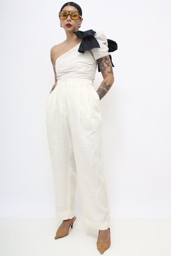 Calca linho pregas chic vintage - comprar online