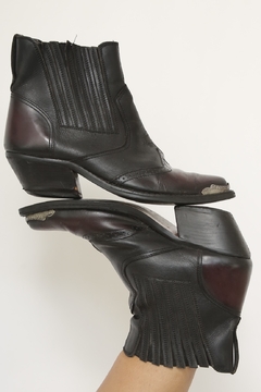 Bota western curta bordo com preto couro 39/40 - loja online