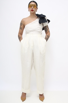 Calca linho pregas chic vintage na internet