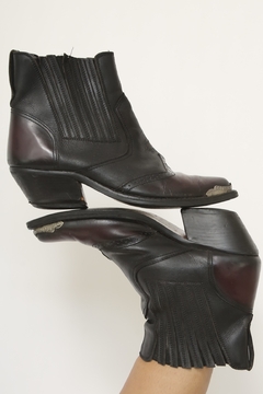 Bota western curta bordo com preto couro 39/40 - comprar online