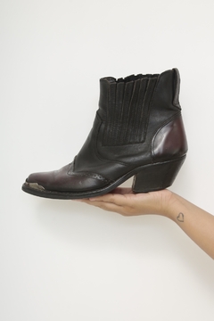 Bota western curta bordo com preto couro 39/40
