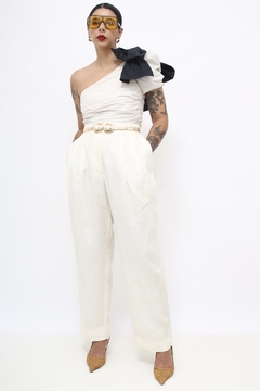 Calca linho pregas chic vintage - loja online