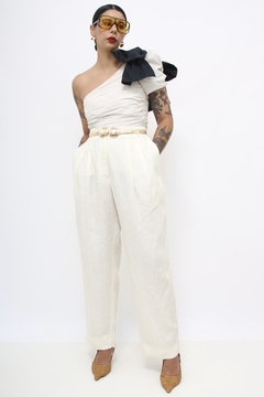 Calca linho pregas chic vintage - comprar online