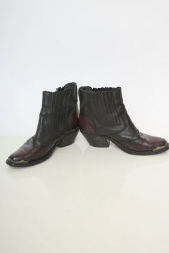 Bota western curta bordo com preto couro 39/40 - loja online