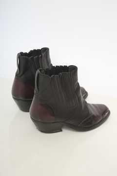 Bota western curta bordo com preto couro 39/40