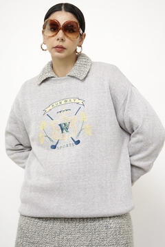 Moletom cinza vintage sport - comprar online