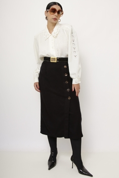 Camisa Paris plissada bordado frente - loja online