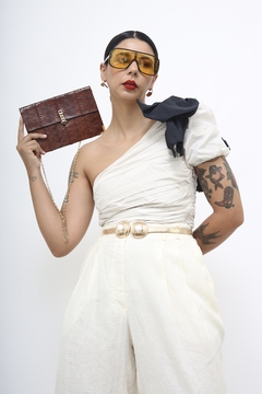 Bolsa couro textura marrom corrente - comprar online