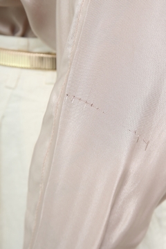 Camisa acetinada bege vintage manga bufante - comprar online
