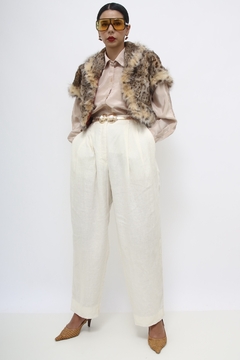 Colete pele cropped marrom