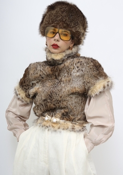 Colete pele cropped marrom - comprar online