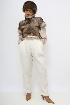 Colete pele cropped marrom