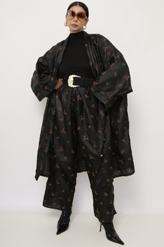 Conjunto preto bordado CALÇA + KIMONO - loja online