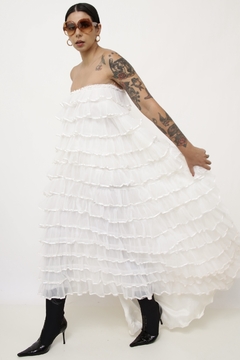 Saia usada como vetido T.Q.C babados vintage renda - comprar online