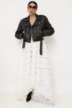 Jaqueta couro biker cropeed vintage