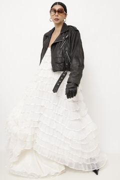 Jaqueta couro biker cropeed vintage - comprar online