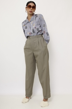 Calça xadrez cintura alta alfaiataria - comprar online