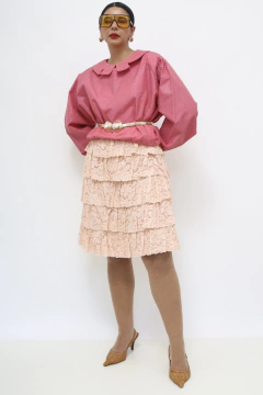 Camisa rosa manga bufante brilho - comprar online