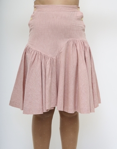Saia rosa pregas assimétrica vintage na internet