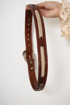 Cinto couro caramelo fivela removivel western - comprar online