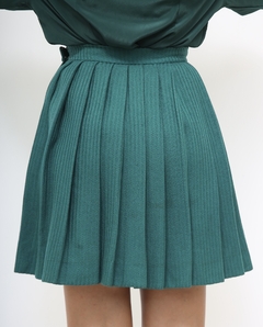 Saia verde pregas vintage - loja online