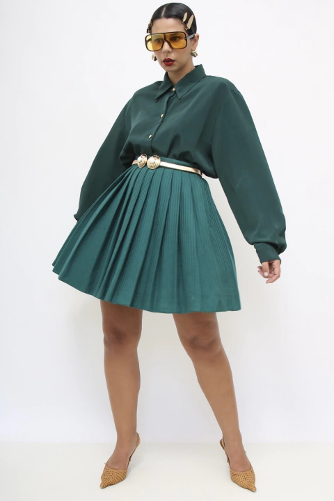 Saia verde pregas vintage