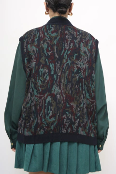 Colete estampa verde vintage - Capichó Brechó